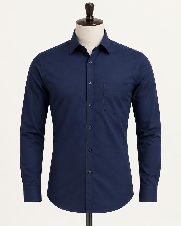 Men's Navy Blue Slim Fit Shirt - HANUMAN FABRICS