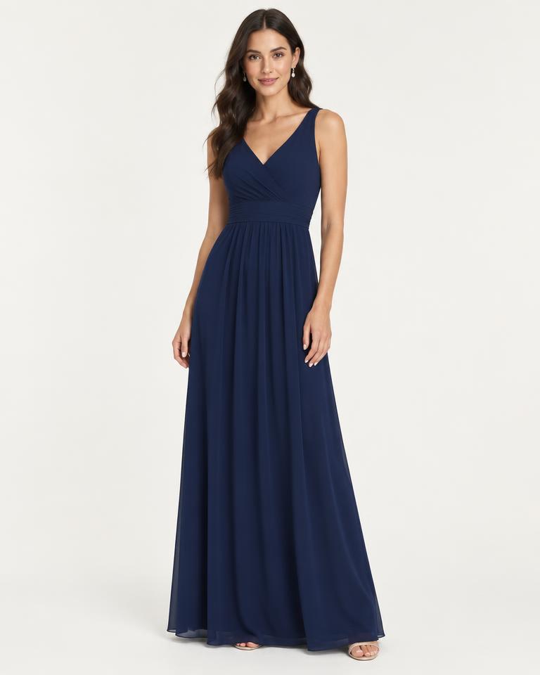 Women's Navy Blue Maxi Dress - HANUMAN FABRICS
